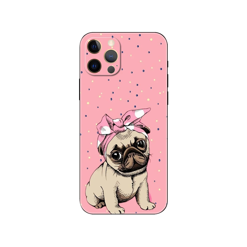 Animal Cute Pug Dog ，phone case for iphone，14 2020se 6 6s 7 8 plus x 10 XR XS 11 12 13 mini pro MAX soft black tpu back cover