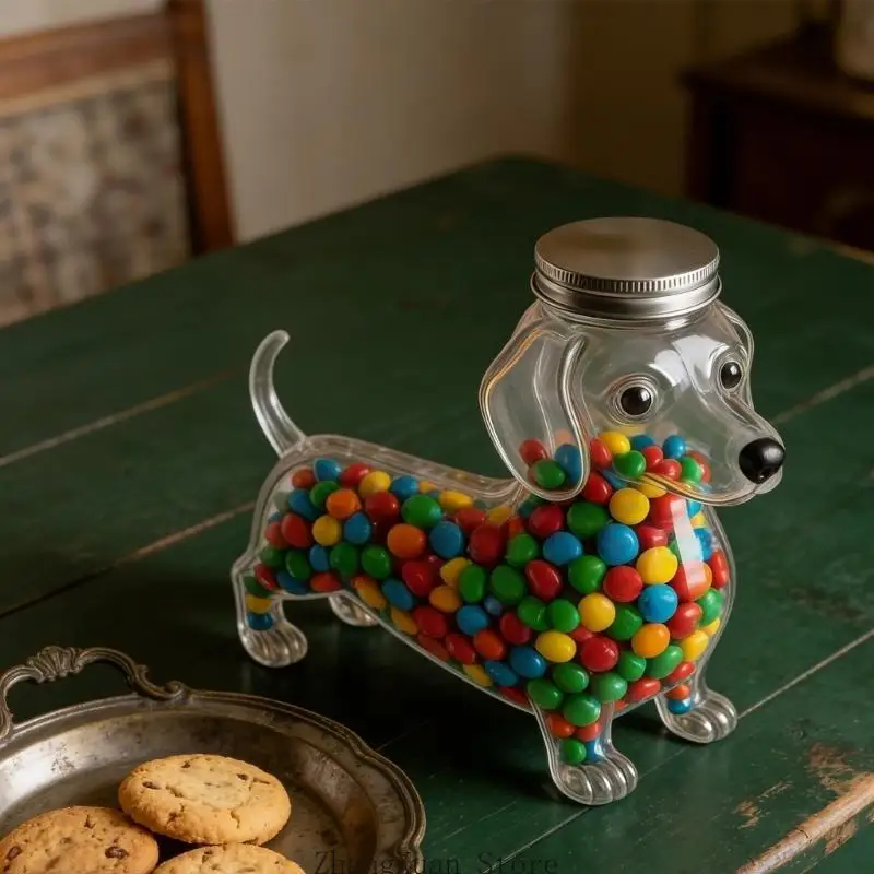 Heat Resistant Borosilicate Glass Pet Treat Container With Charm Dachshund Appearance 3XUF