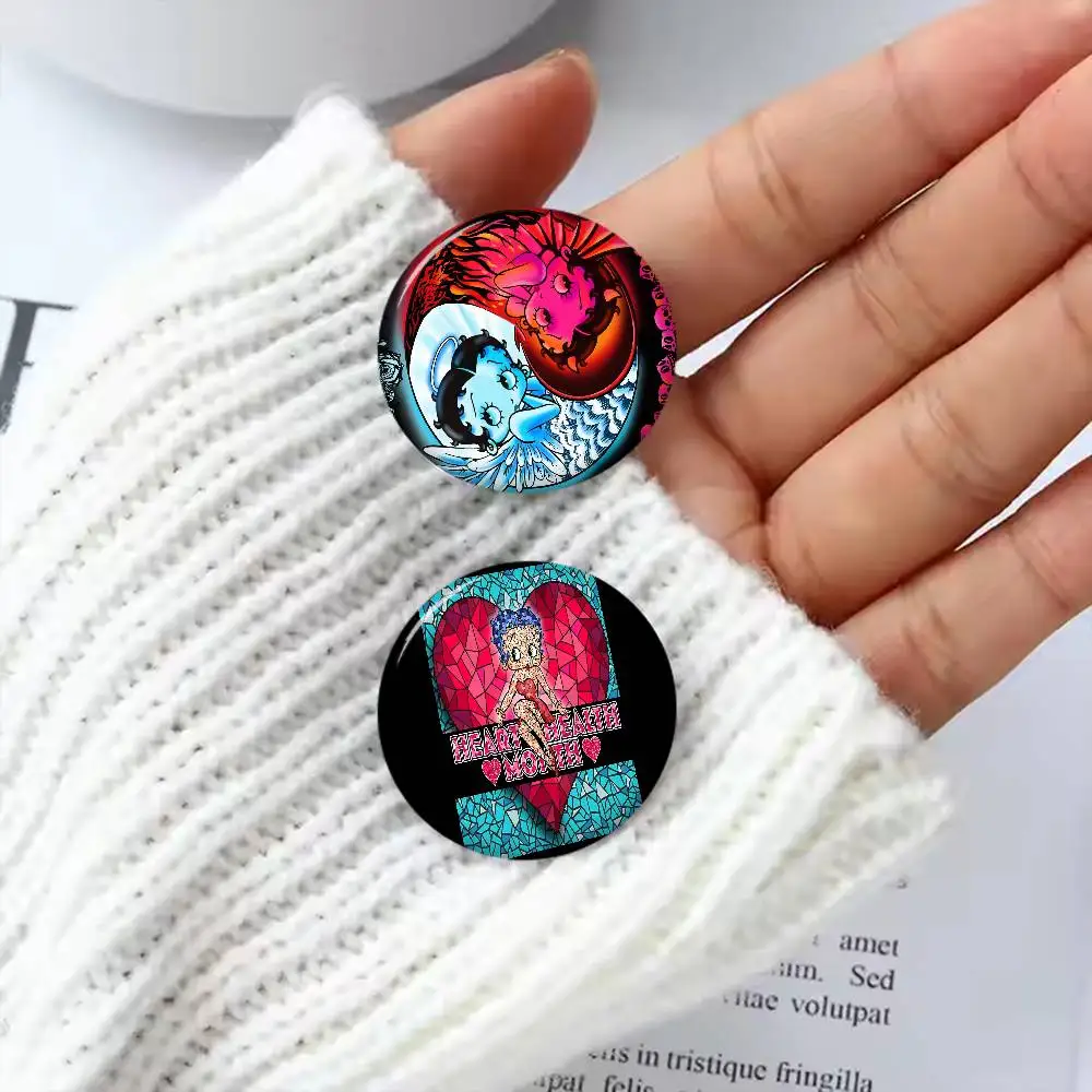 B-Betty Doll B-Boop Girl دبوس زر ناعم مشرق مطبوعة أيقونة هدية للأصدقاء شارة طوق بروش التلبيب دبوس معدني