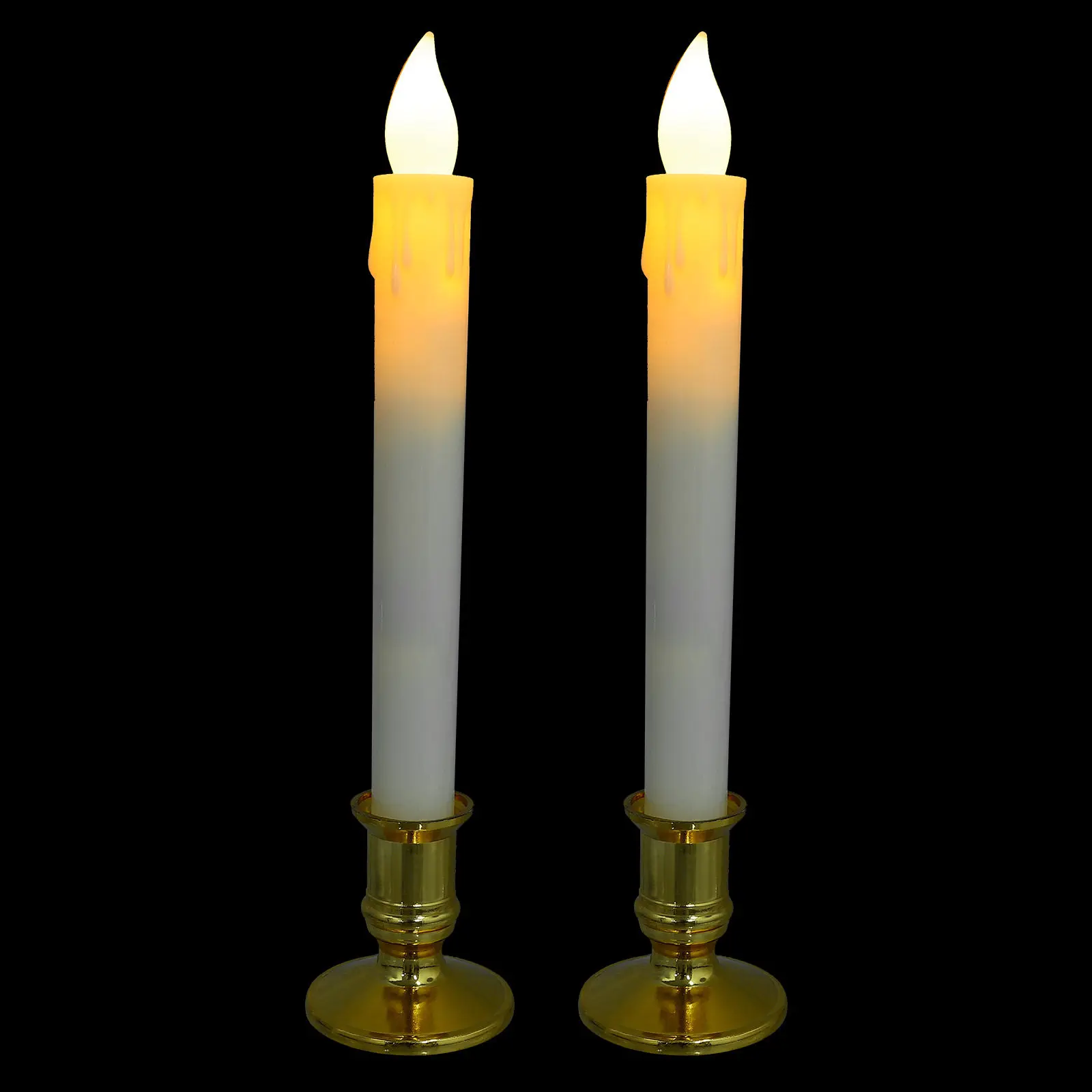 2Pcs Realistic LED Lights Flameless Battery Operated for Home Restaurant Party Decor Stylish Candlestick Design Cozy