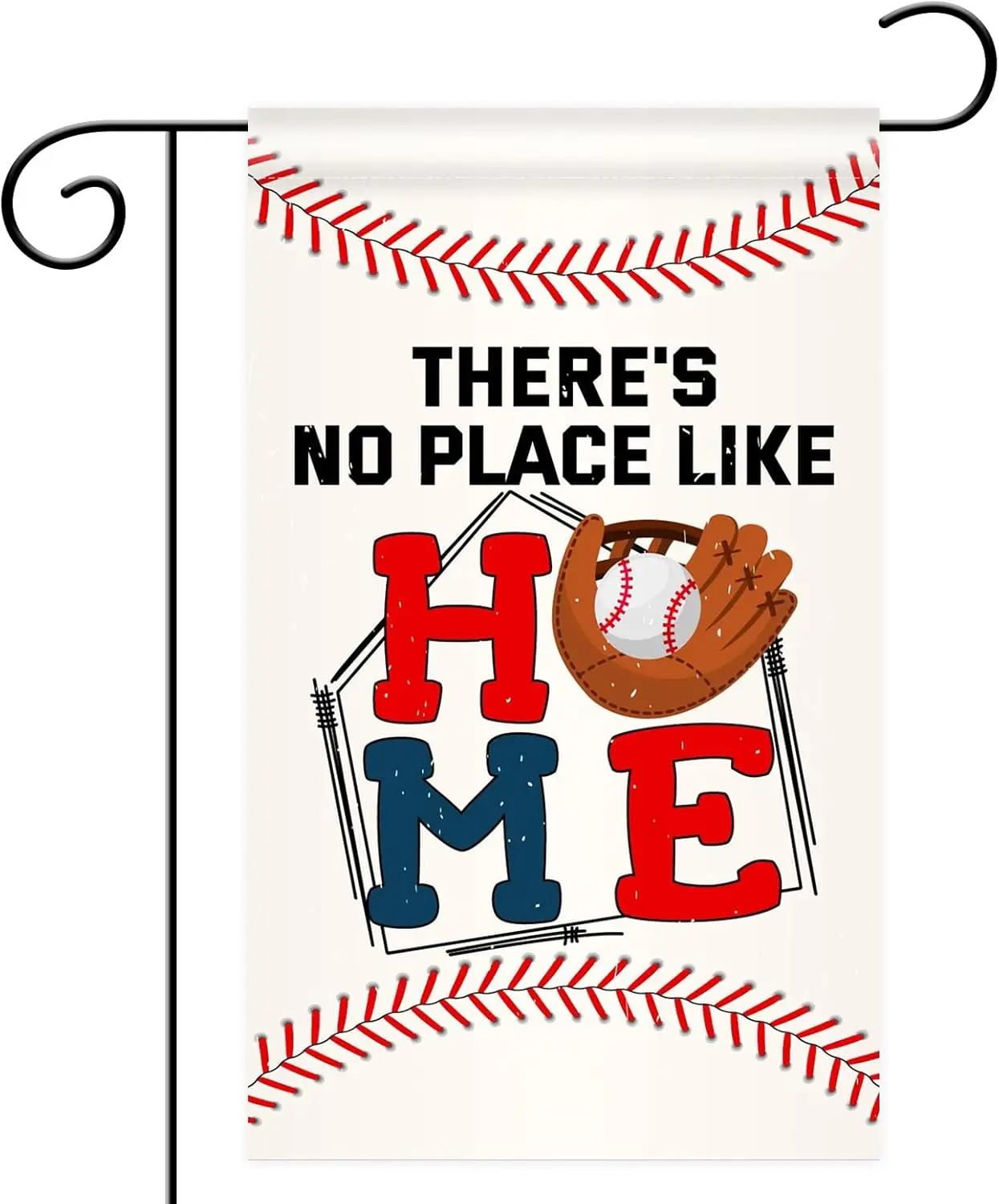 Theres No Place Like Home Garden Flag, Baseball Vertical Double Sided Polyester Garden Flag, Sports Theme Softball Yard Outdoor