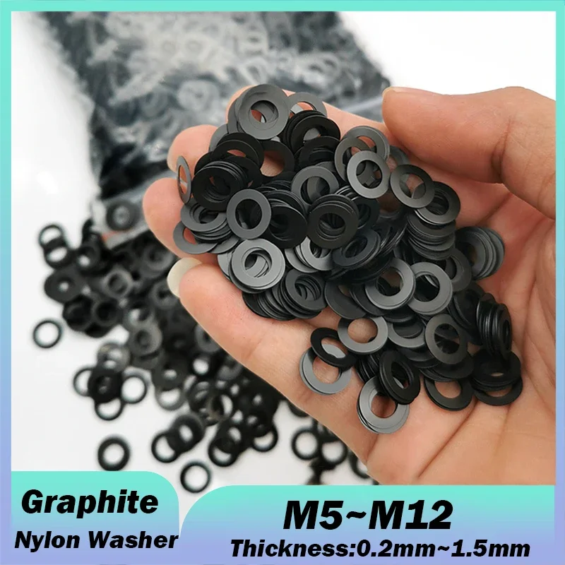 

Black Nylon Washer M5 M6 M6.5 M7 M8 M8.5 M10 M12 Hard Plastic Ultra-Thin Insulating Flat Gasket Thickness 0.2mm~1.5mm