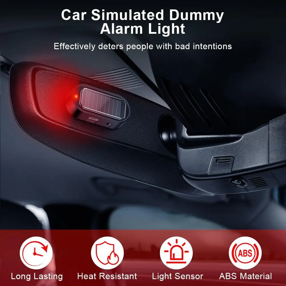 

1pcs Car Fake Security Light Solar Powered Simulated Dummy Alarm Wireless Warning Anti-Theft Caution Lamp LED Flash Imitation