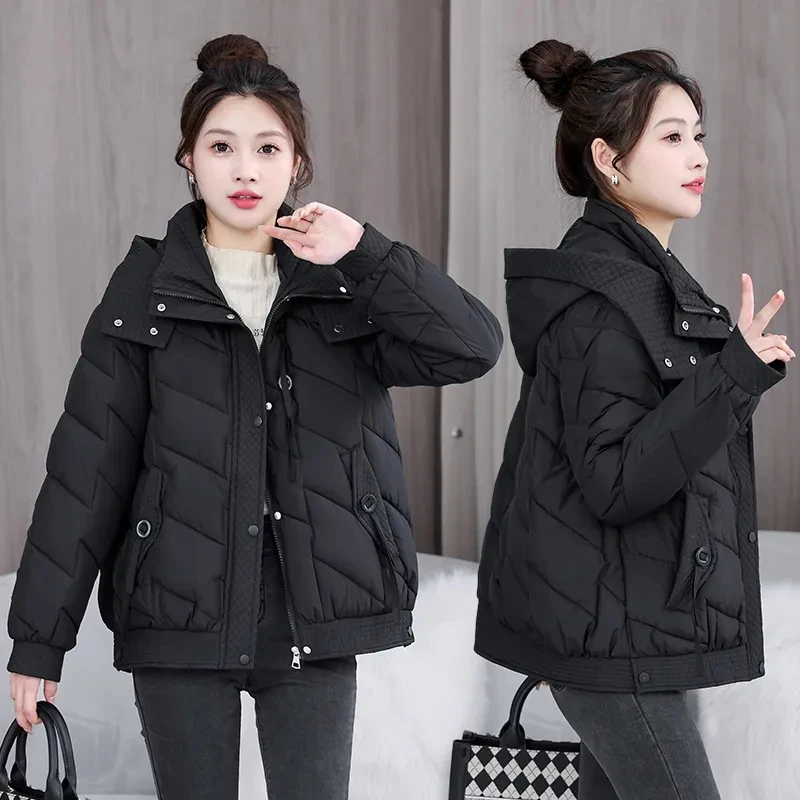 Hooded Down Cotton-Padded Jacket Women's New Cotton-Padded Jacket Autumn/Winter 2024 Fashionable And Slim  And Warm Jacket