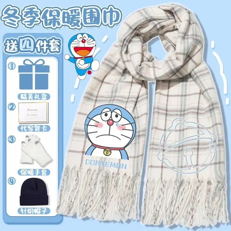 Anime Doraemon Scarf for Men and Women Autumn and Winter New Warm Student Robot Cat Niche Thick Shawl Scarf Gift