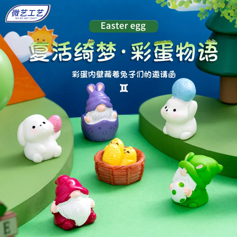 

New Micro Landscape Creative Cute Easter Dwarf Bunny Egg Desktop DIY Decoration Ornament