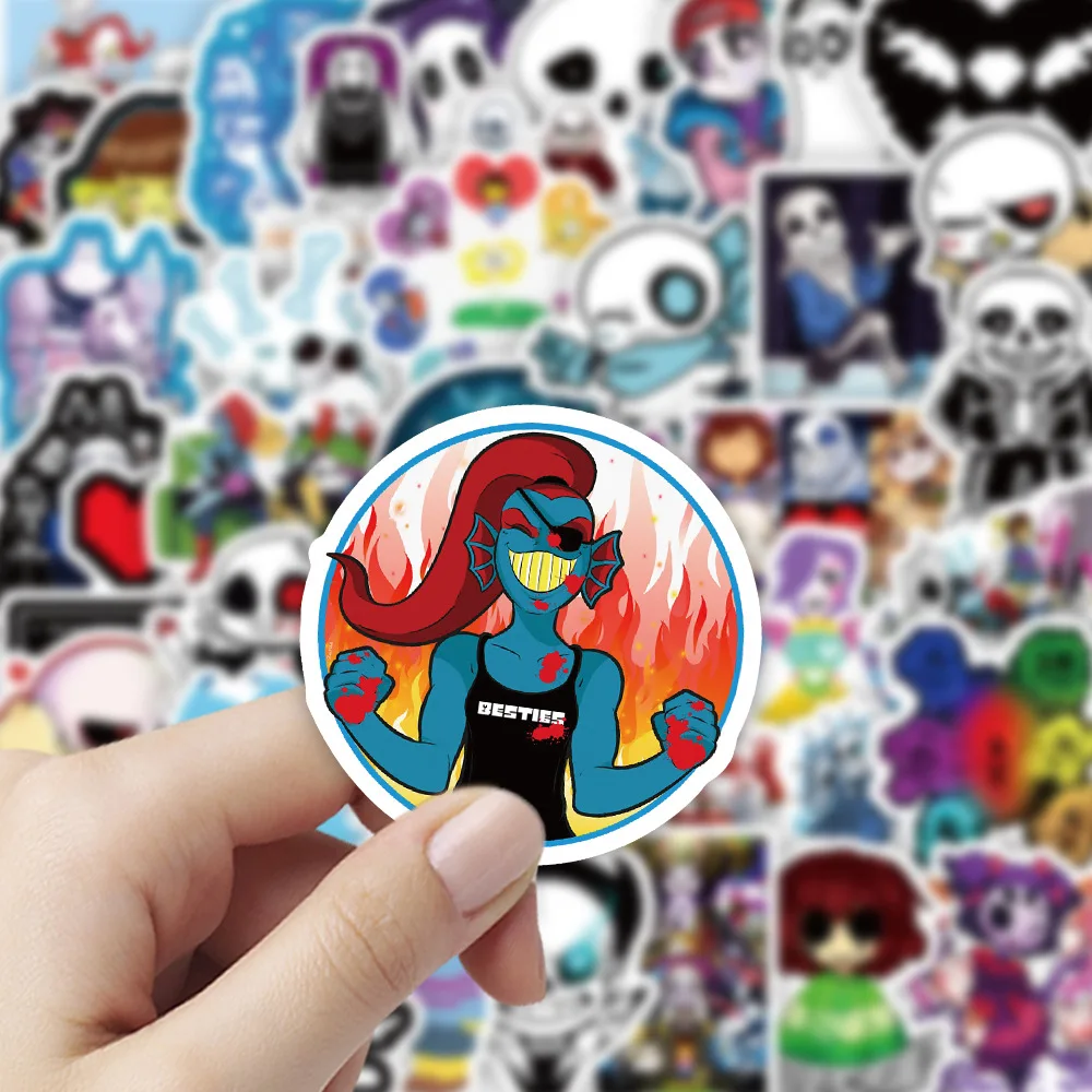 50/100 PIÈCES UNDERTALE Dessin Animé Autocollants Jeu de Rôle Graffiti Autocollants BRICOLAGE Jouet Carnet Valise Téléphone Réfrigérateur Vélo Guitare