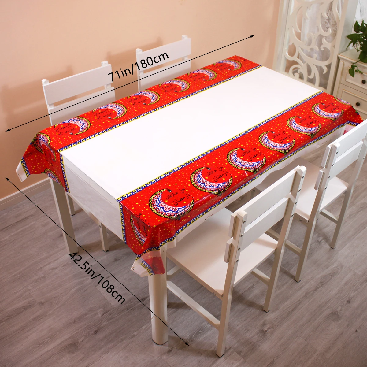 Disposable Plastic Table Cloths Eid Mubarak Ramadan Table Cover Tablecloth Waterproof For Moslem IslamismDecoration 180*108cm