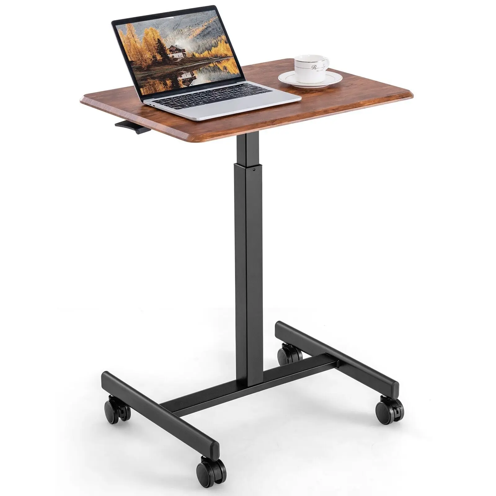 GOFLAME Mobile Standing Desk Height Adjustable Rolling Laptop Desk Overbed Table