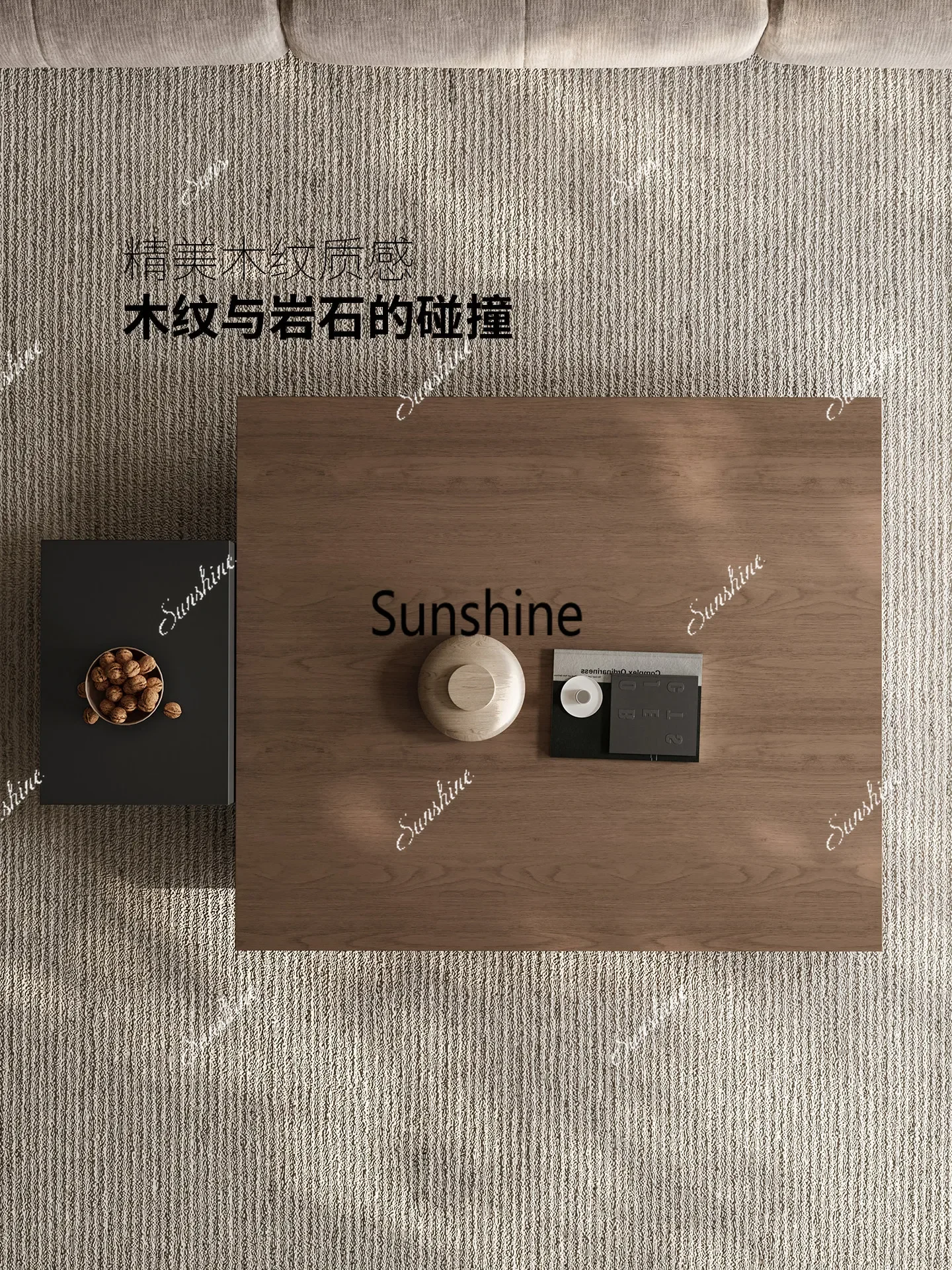 YYHigh-end living room Italian minimalist, suspended square Chinese antique combination coffee table