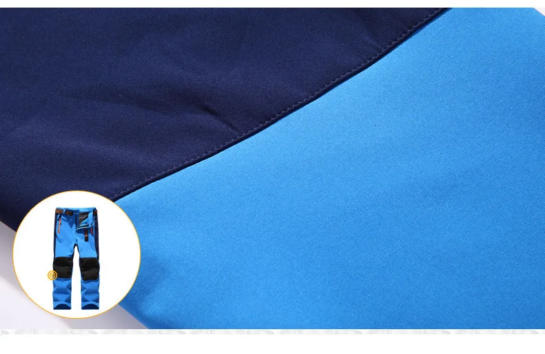 Wasserdichte Outdoor-Hosen für Kinder, warme Hosen, sportliche, winddichte Kletter-Leggings, Patchwork-Softshell-Outfits, Kinderbekleidung – Detail 17
