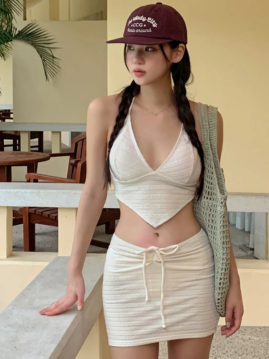 

Уникальный тайский раздельный купальник с высокой талией для женщин и девушек, белый цвет, для создания эффектного образа