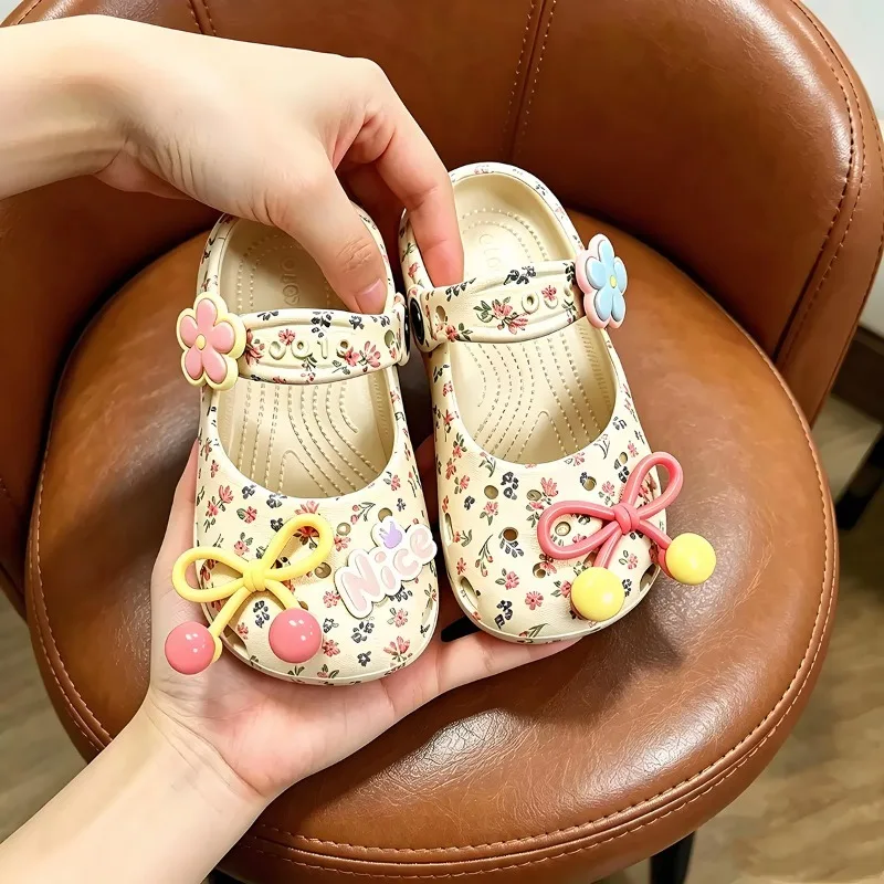 Fresh Resin Flower Bow Tie Shoe Charms Set for Sandals & Slippers Accessories Women Girls DIY Decorative for Slides Hole Ballet