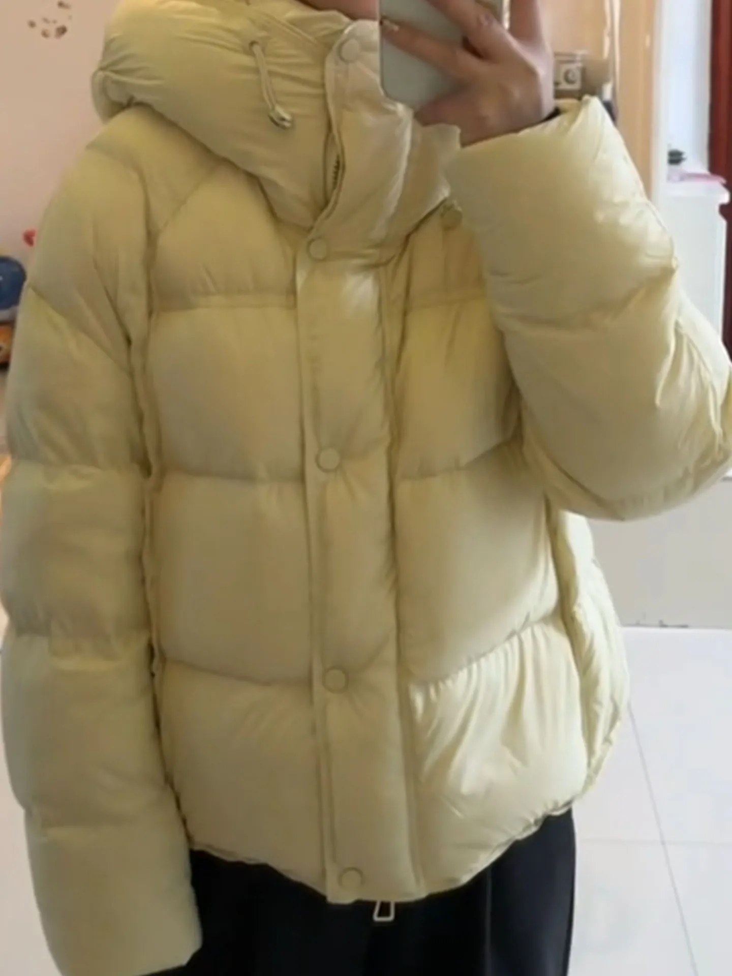 Premium ort puffer jaet feminino quente pão amarelo sle du casaco coreano sle solto ajuste cintura alta fechamento com zíper