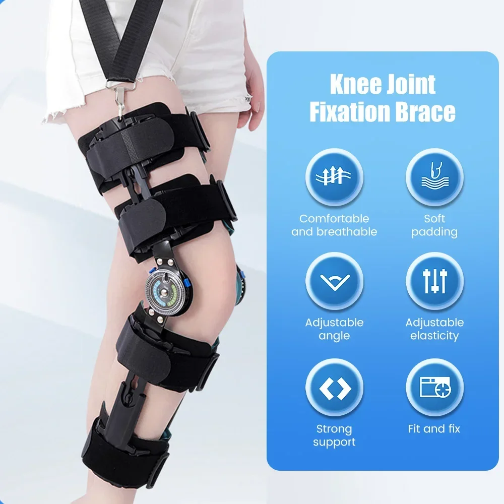 Adjustable Knee Brace Ankle Fixing Supporter Knee Joint Fixation Brace, Ligament Strain Orthosis, Meniscus Rehabilitation Kit