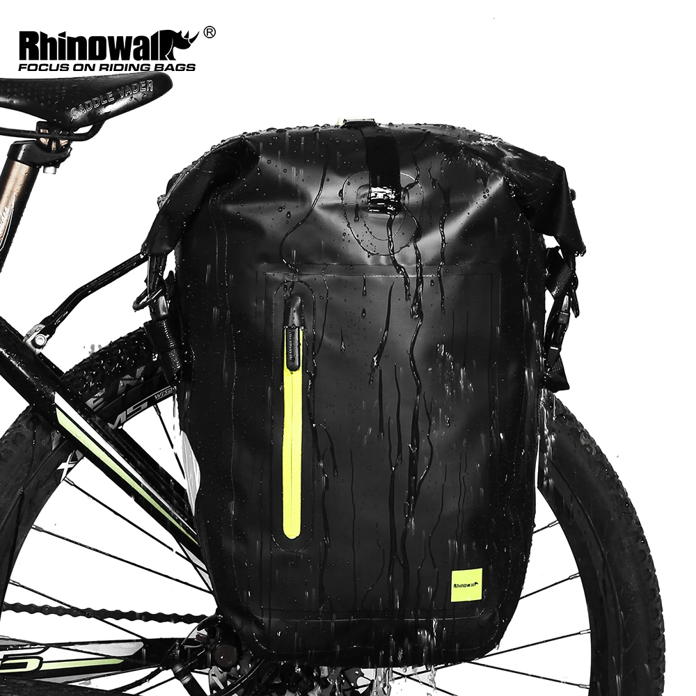 Rhinowalk Bike Pannier Bag Waterproof 25L Bicycle Luggage Saddle Bags For MTB Road Bike Cycling Travel Shoulder Bag Accessories