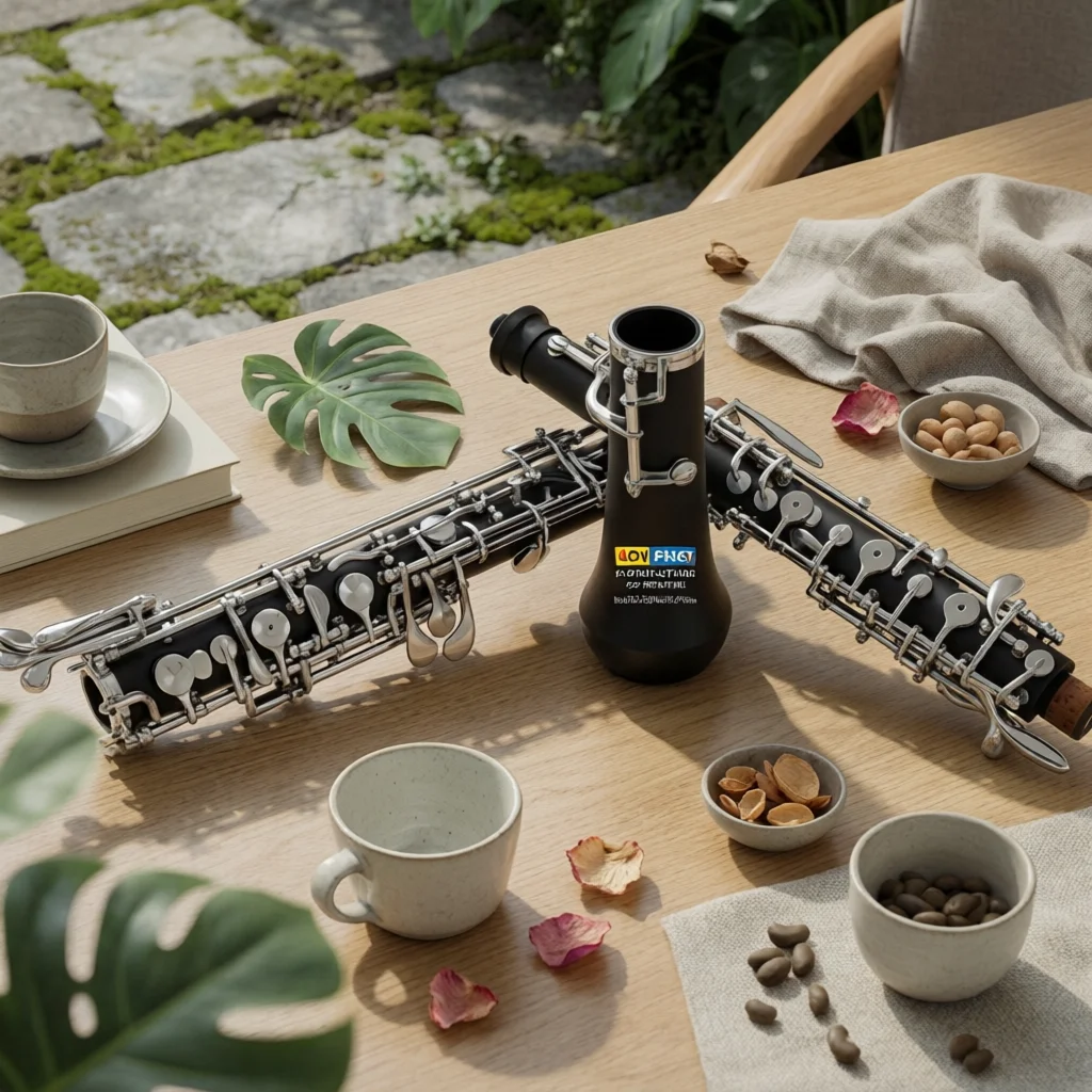 C Key Oboe Synthetic Wood Semi-Automatic Oboe Woodwind Instrument Portable Easy to Carry for Beginners, Practice, Rehearsal