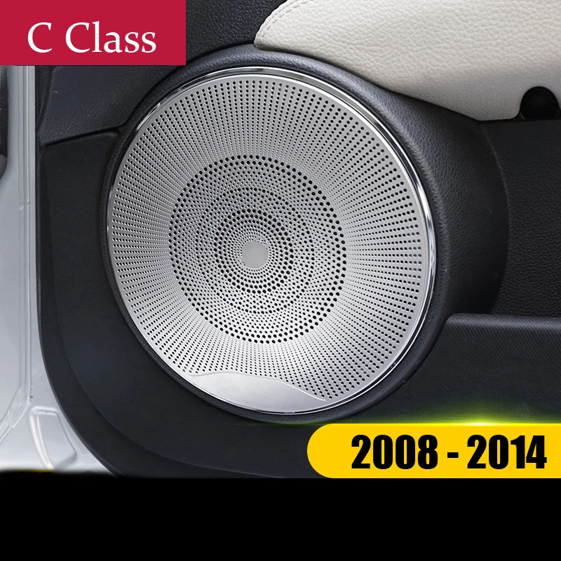 Porta do carro Altifalante Guarnição Capa para Mercedes Benz, Áudio Speaker, Carro Styling Acessórios, Classe C, W204, C180, C200, 2008-14, 4Pcs