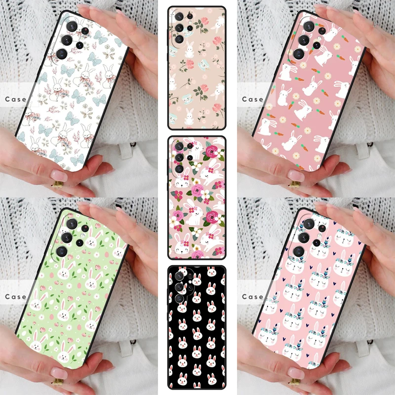 Cute Bunny Rabbit PATTERN TPU Phone Case for Samsung Galaxy S26 S25 S24 S23 S22 S21 S20 Note10 Plus FE Ultra Cover