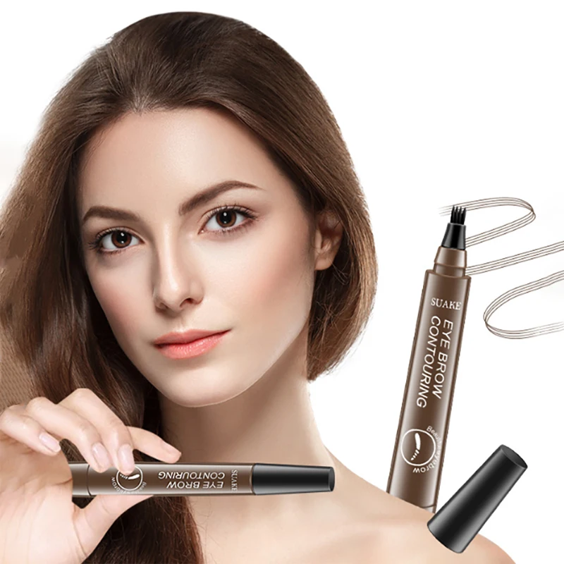 Waterproof Liquid 3D Eyebrow Pen 4 Point Fork Tip Long Lasting Microblade Brow Pencil Cosmetic Makeup for Eyebrows 2024