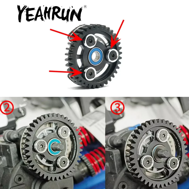 YEAHRUN 36T 38T 40T Spur Gear for 1/8 RC Crawler Car Revo 2.5 3.3 Slayer 3.3 Pro 4X4 Upgrade Parts