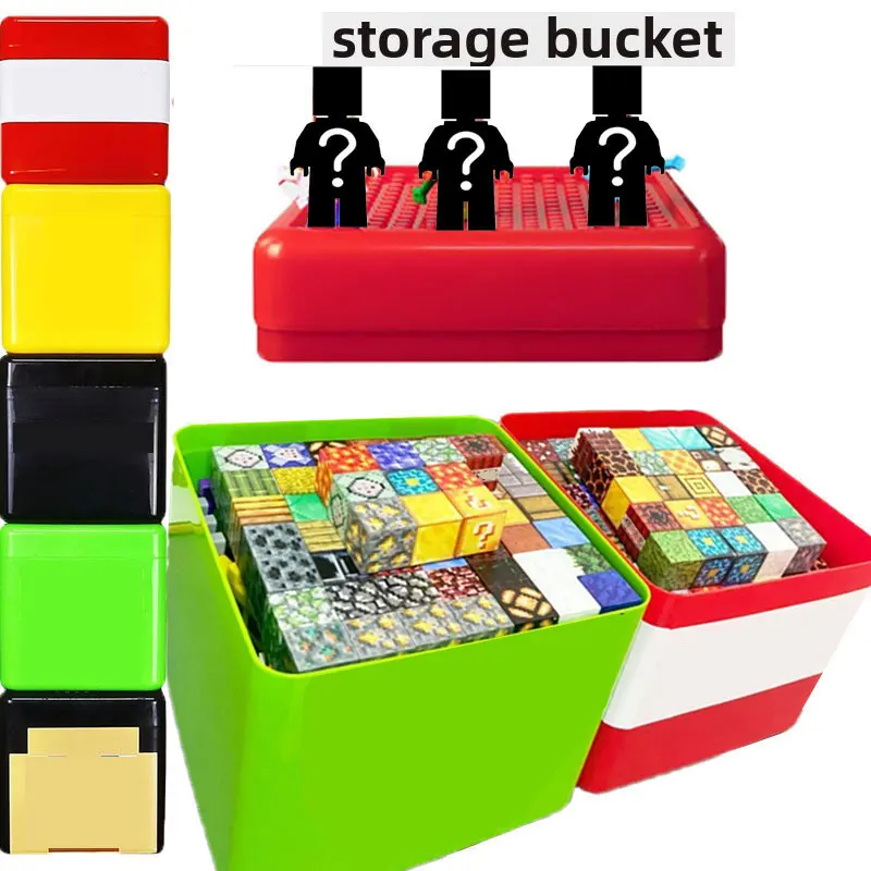 Caja de almacenamiento de bloques de construcción magnéticos, cubo de almacenamiento de bloques de juguete para aperitivos, contenedor organizador de plástico, juguetes de montaje DIY para regalo de niños