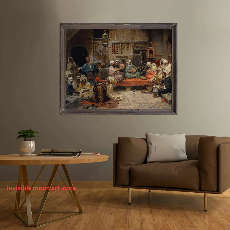 Retro Old Arab Syria Middle Eastern Street Market Life Mosque Landscape Art Poster Canvas Painting Wall Print Picture Home Decor