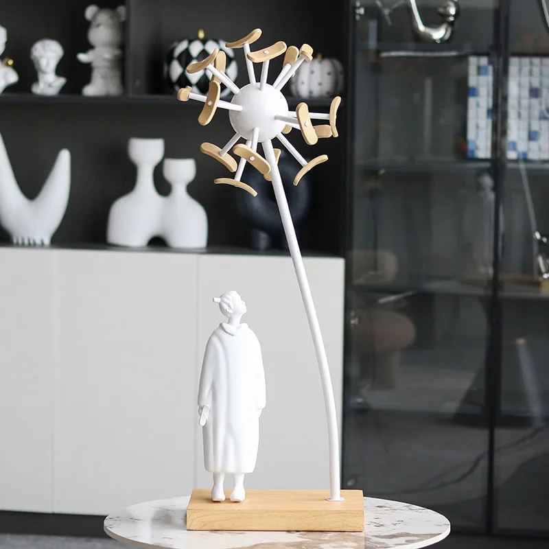 Art dandelion girl ornaments sales office lobby hotel model room living room soft decoration figure sculpture furnishings