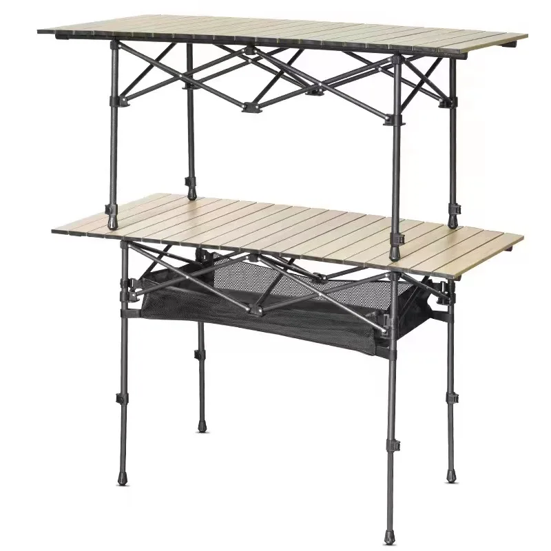 New APT008 Customized Folding Camping Table with Adjustable Height Portable Aluminum Roll-up Picnic Backpacking Outdoor Table