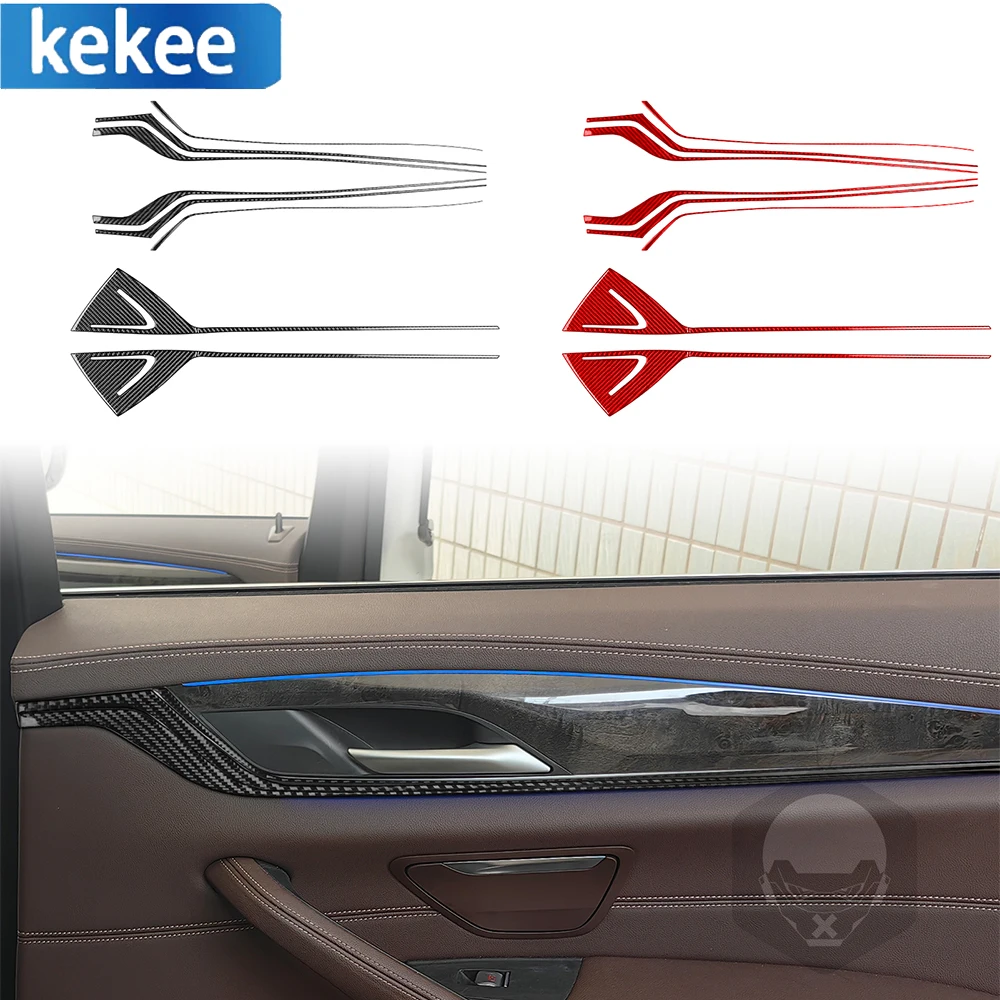 

For BMW 5 Series G30 2016-2022 Carbon Fiber Car Interior Door Handle Panel Decorative Strip Trim Sticker Auto Accessories 10PCS