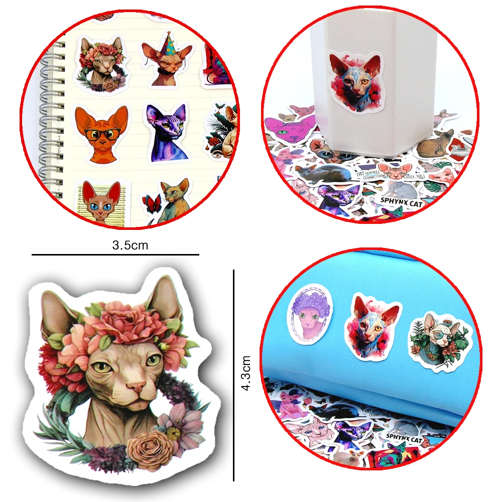 10/50/100p Kawaii Aesthetic Sphinx Cute Cat Stickers Stationary Supplies Office Diary Decoration School Vintage Korean Paper