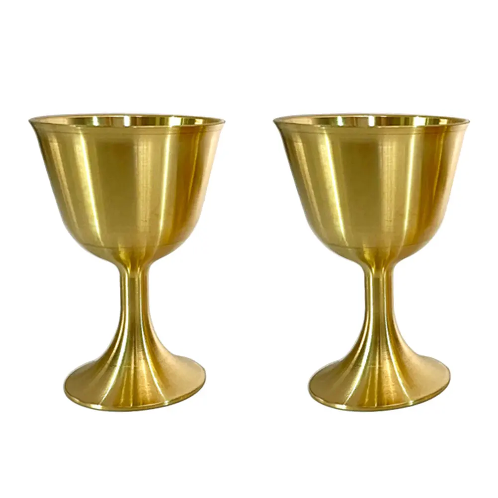 

2pcs 4 5cm Brass Glass Vintage Holy Cup for Home Temple Decor Offering Goblets Cocktail Glass Bar Accessories Durability