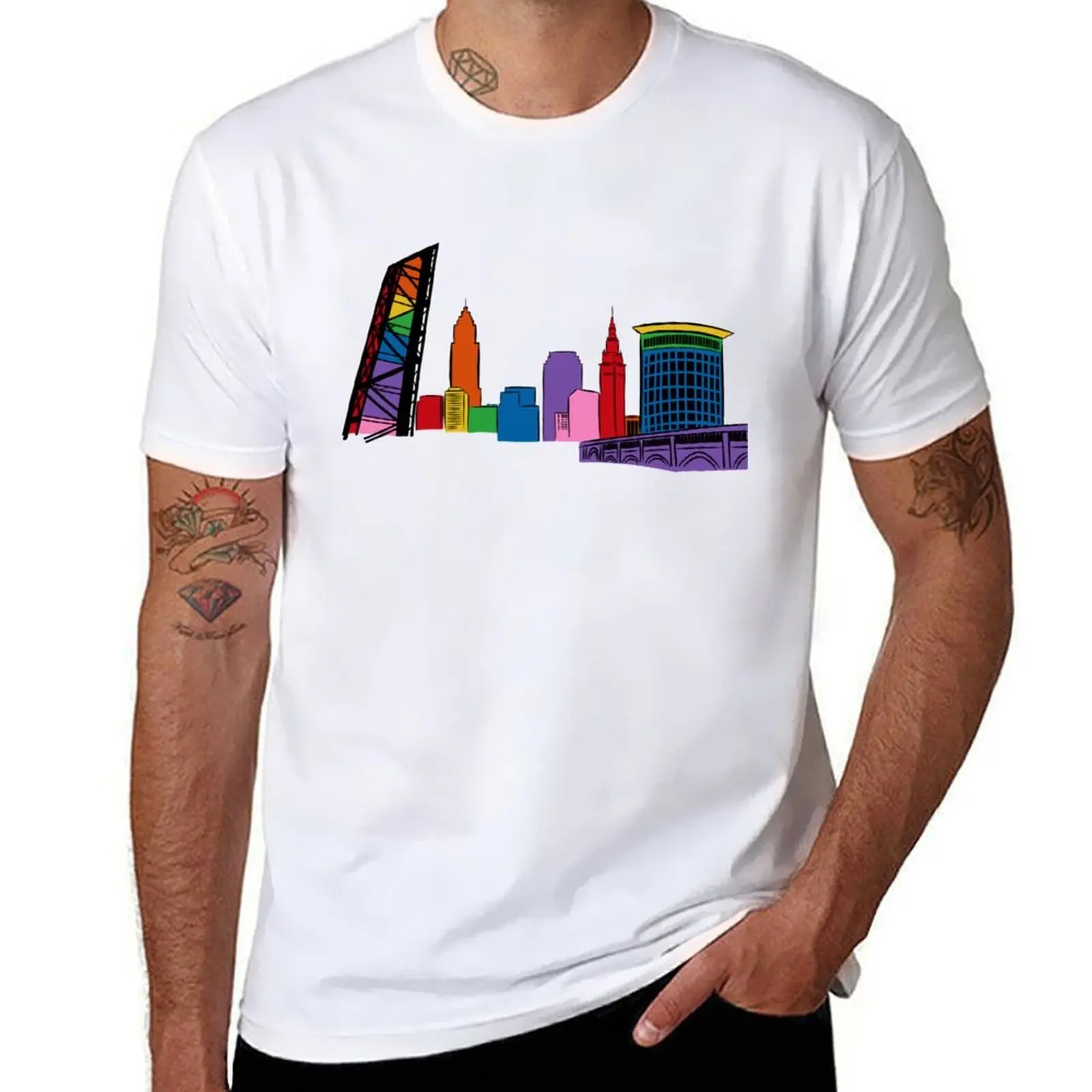 

Cleveland: Rainbow T-Shirt man t shirt cotton high quality t shirt personalised