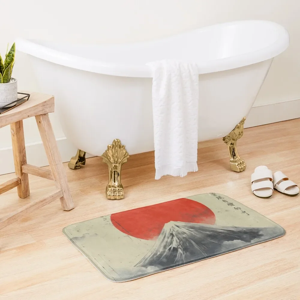 

Retro Japanese Poster Art - Mount Fuji Inspired Bath Mat Sleeping Room Rugs Set Ofs In The Bathroom Mat