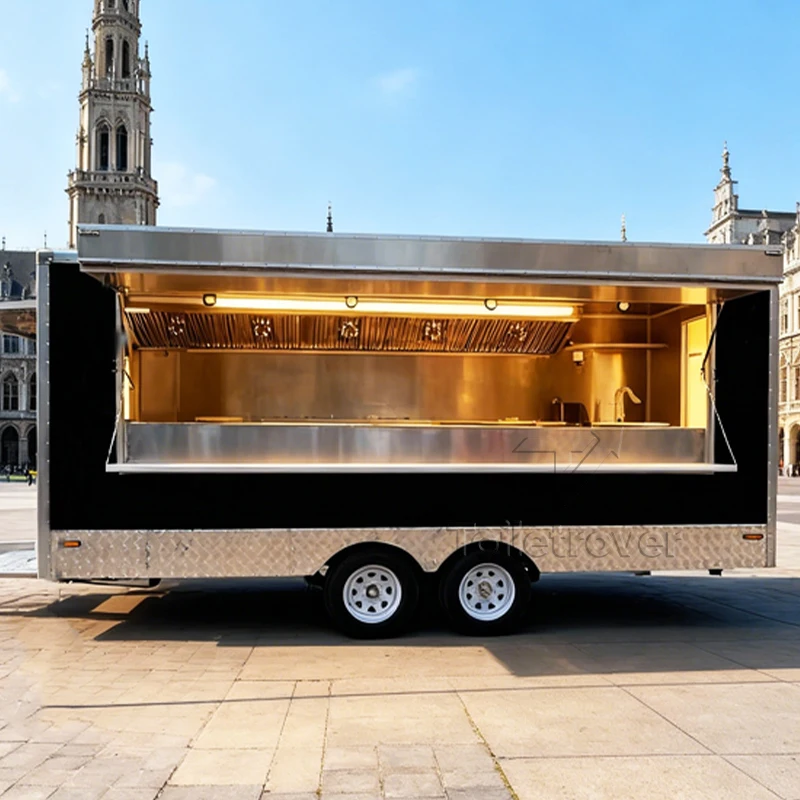 

Colorful Fibergexpandable Food Trailer Hot Dog Waffle Food Truck Full Kitchen Food Truck Trailer with Air Conditioner