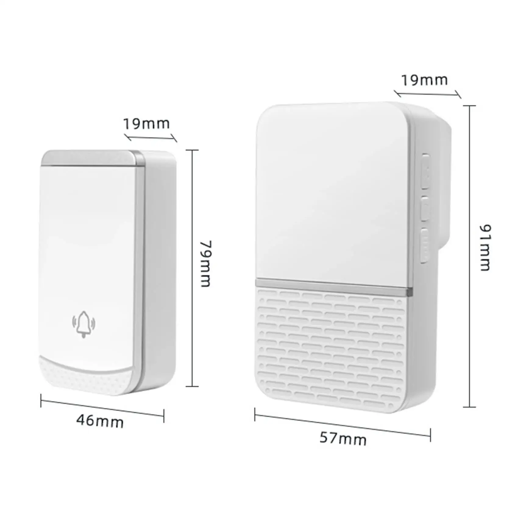 Campainha inteligente sem fio para segurança doméstica, bem-vindo porta sino, luz LED, 45 músicas, botão de contato à prova d'água, B512