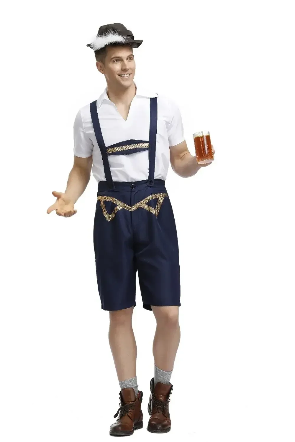 Man Oktoberfest Costume German Bavarian Festival Beer Costumes Cosplay Adult Male Halloween Party Set