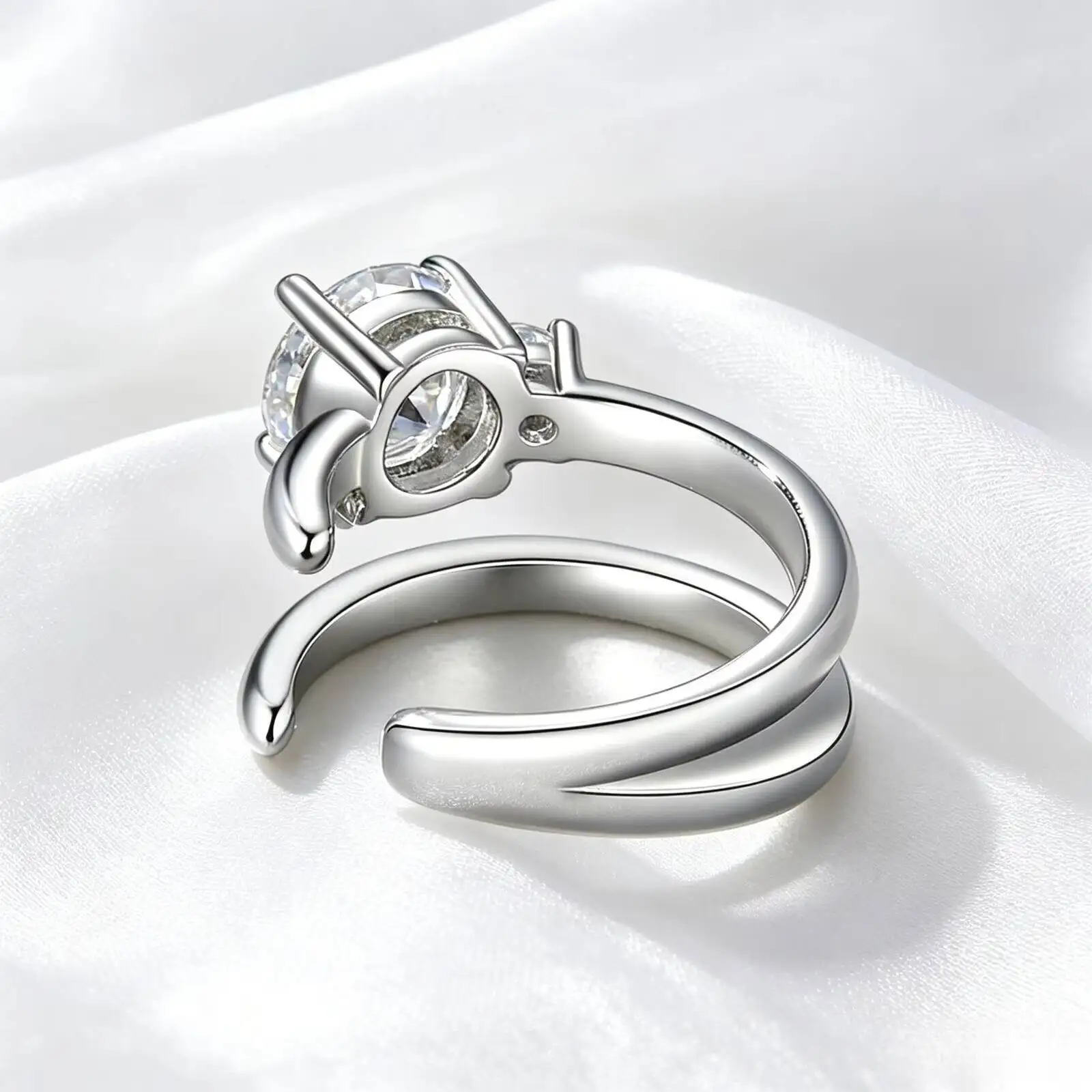 Taoyu 0,5 ct Moissanit-Clip-Ohrringe mit ausgezeichnetem Schliff für Damen, glänzende, doppellagige Ohrclips, edler Schmuck aus S925-Sterlingsilber – Detail 5
