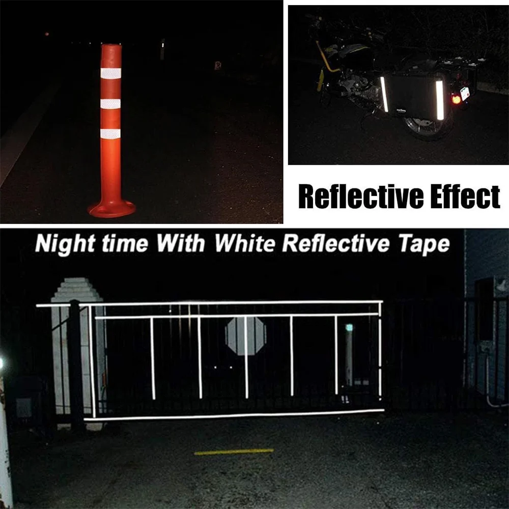 Satop Cinta Shiny White Reflective Tape 8Inch x10FT Waterproof High Visibility Warning Safety Adhesive Sticker Reflector For Car