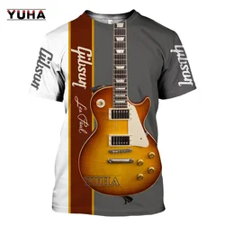 Zomer Muziek Jazz T-shirt 3D Print Sax Gitaar Klarinet Mannen T-shirt Klassieke Muziek Instrumenten Korte Mouw Hip Hop Pop ca