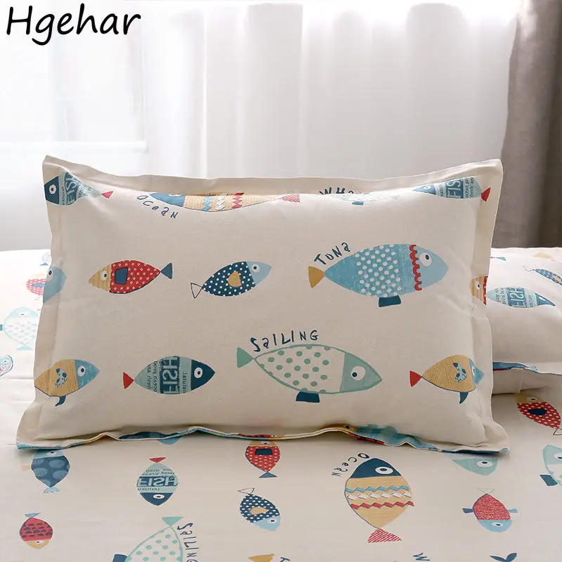

1 Piece Pillow Case 48cmx74cm Rectangle Cotton Printed Throw Super Soft Pillowcases Washable Home Bed Solid Color Bedding Adults