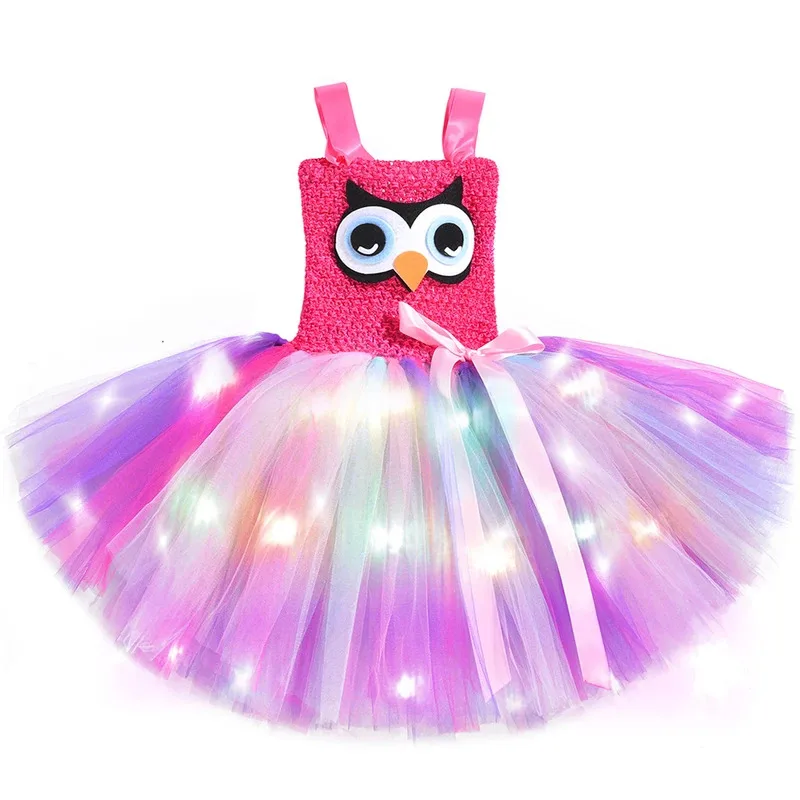 AD1 милые светодиодные фонари совы, костюмы на Хэллоуин для девочек, платья принцессы на Рождество и день рождения для детей, наряд для косплея с птицами, 5 @ rD ~