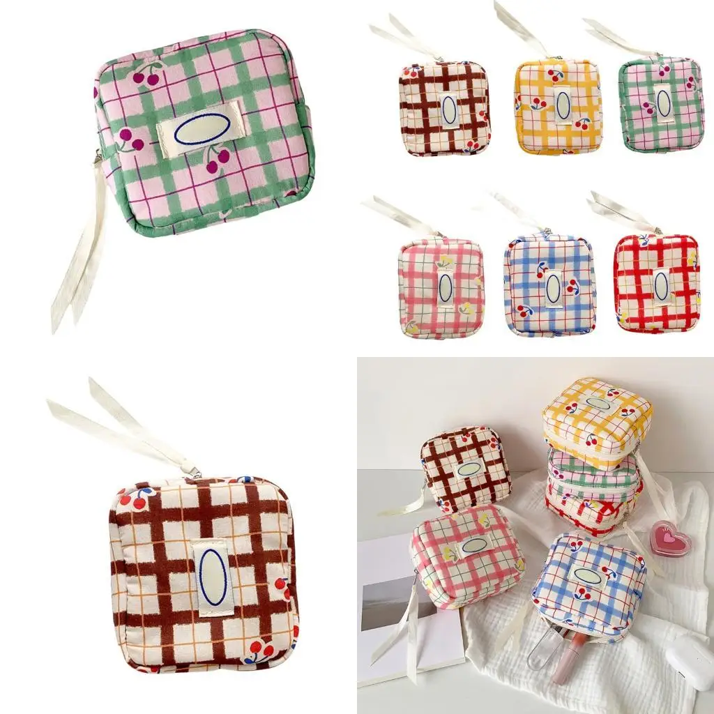 

X90D портативный органайзер в клетку с фруктовым принтом, внутренние перегородки, компактная косметичка для туалетных
