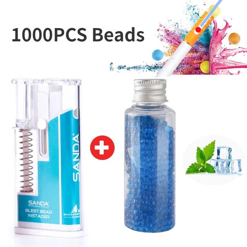 SANDA Blue Portable Pusher Box Cigarette Explosion Pops Beads DIY Mix Fruit Menthol taste Brush Ball For Smoking Smoking Gadgets