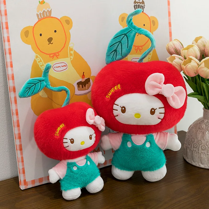 45cm 산리오 귀여운 헬로키티 고양이 인형 탈부착 가능한 드레스 애니메이션 헬로키티 봉제 인형 귀여운 고양이 인형 어린이 생일 선물