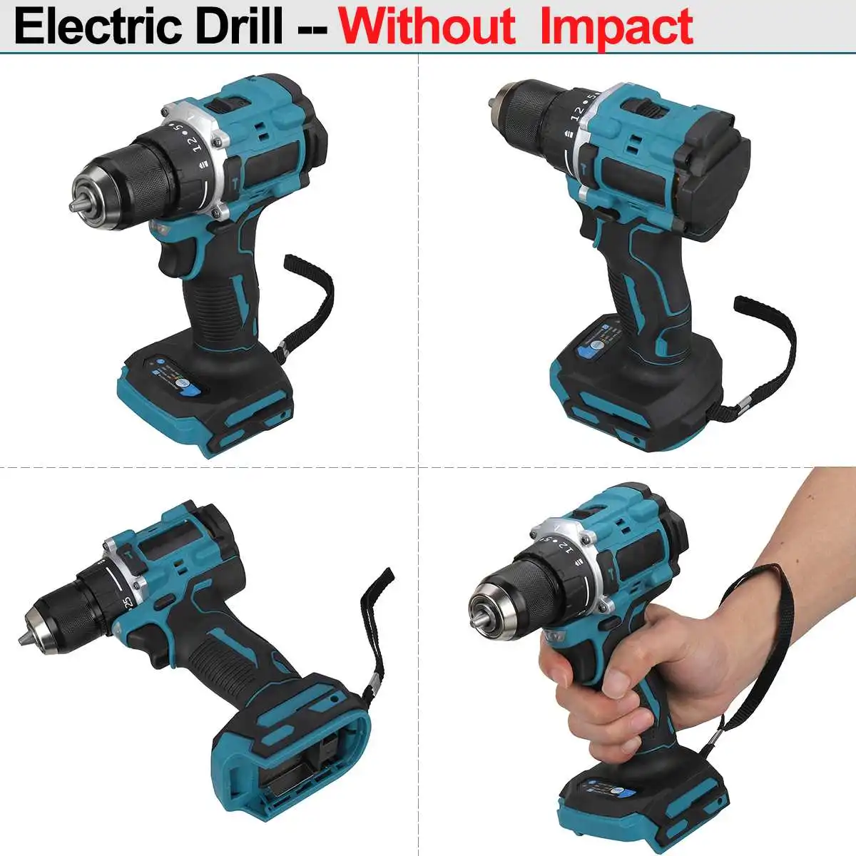 Imagem -05 - Brushless Electric Drill Hammer Chave de Fenda sem Fio Impact Drill Tool 10 mm Velocidades 20 Mais Torque Makita 18v Bateria