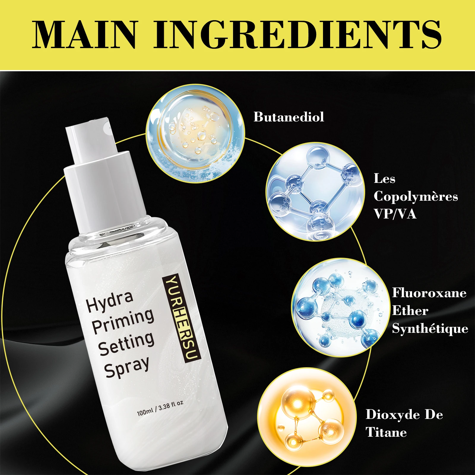 Spray fixateur de maquillage pour le visage – Finition mate longue durée et contrôle de l'huile – Tous types de peau