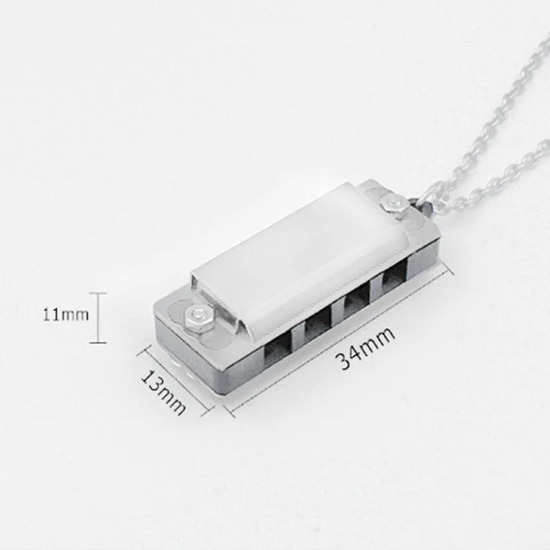 Mini Harmonica Necklace 4 Hole 8 Tone Harmonica Portable Musical Instrument For Children And Beginners