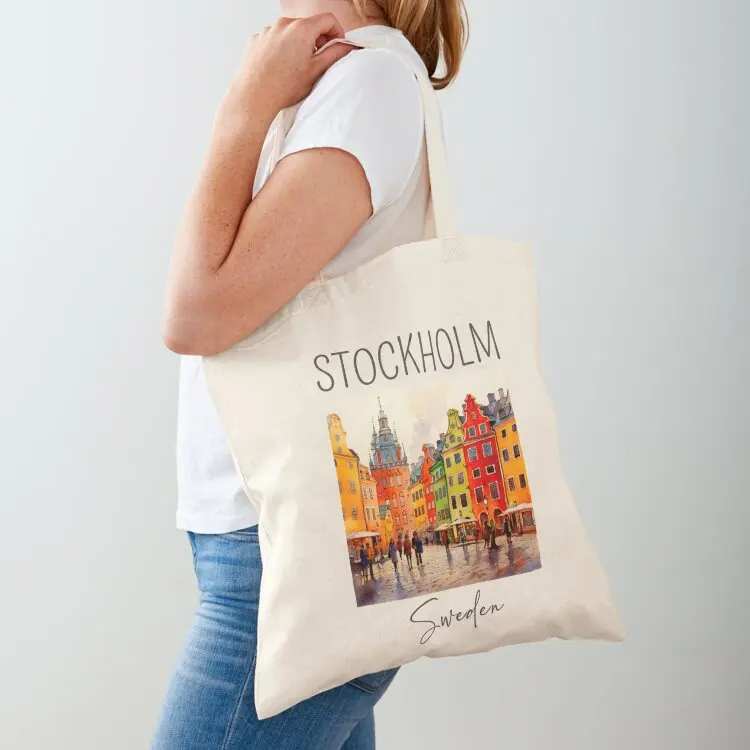 

A Watercolor Design of Stockholm - Sweden Tote Bag Shopper bag bags woman 2025 Cloth bag