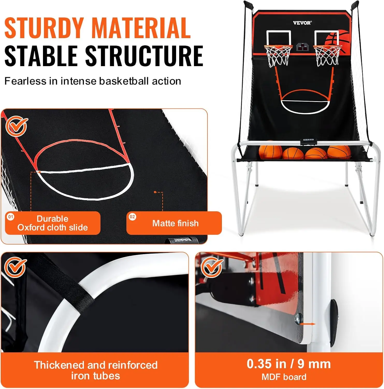 Foldable Basketball Arcade Game, 2 Player Indoor Basketball Game, Home Dual Shot Sport with 4 Balls, 8 Game Modes,2025 NEW